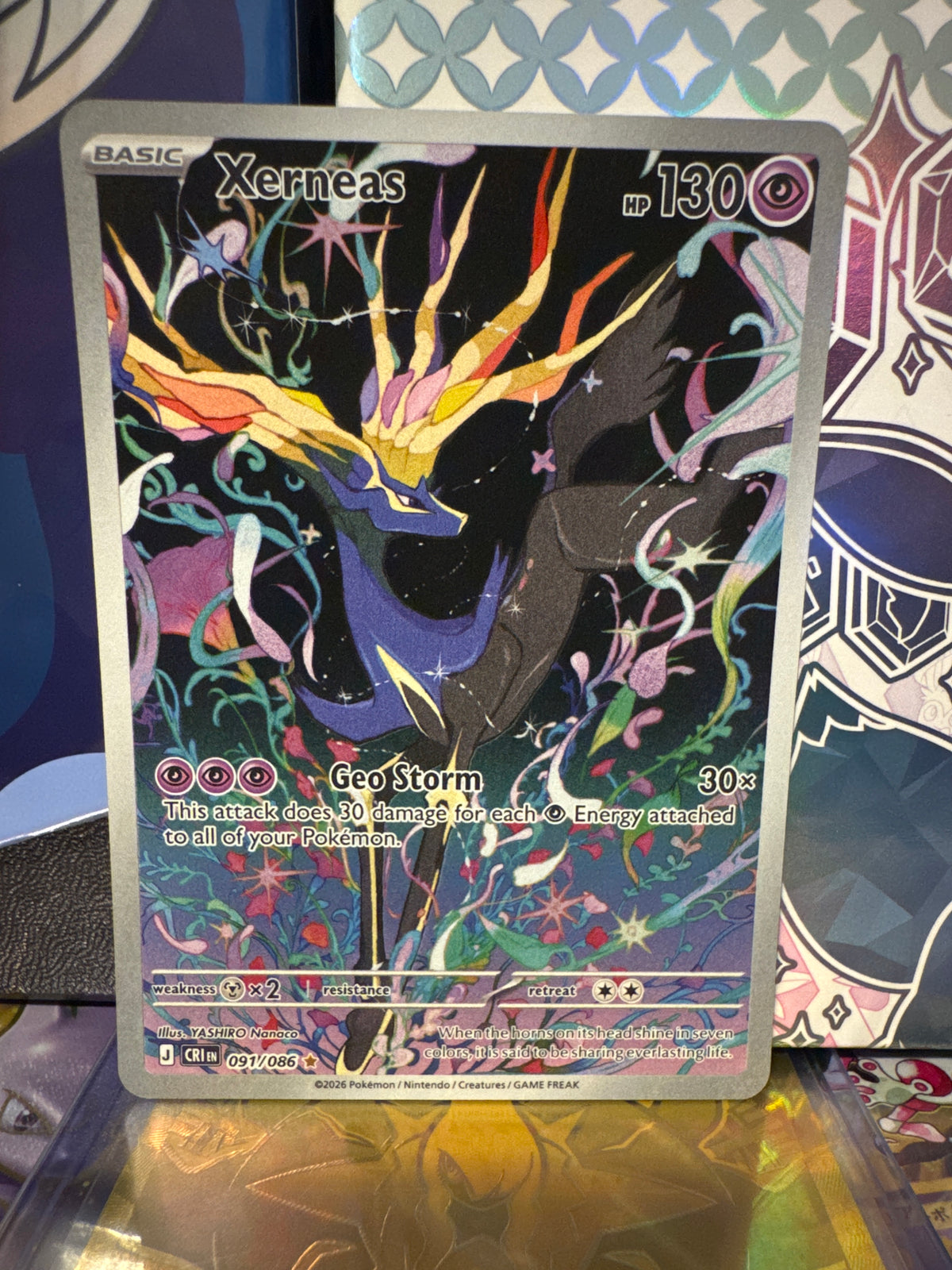 Xerneas Holo Illustration Rare ME04: Chaos Rising 091/086 NM