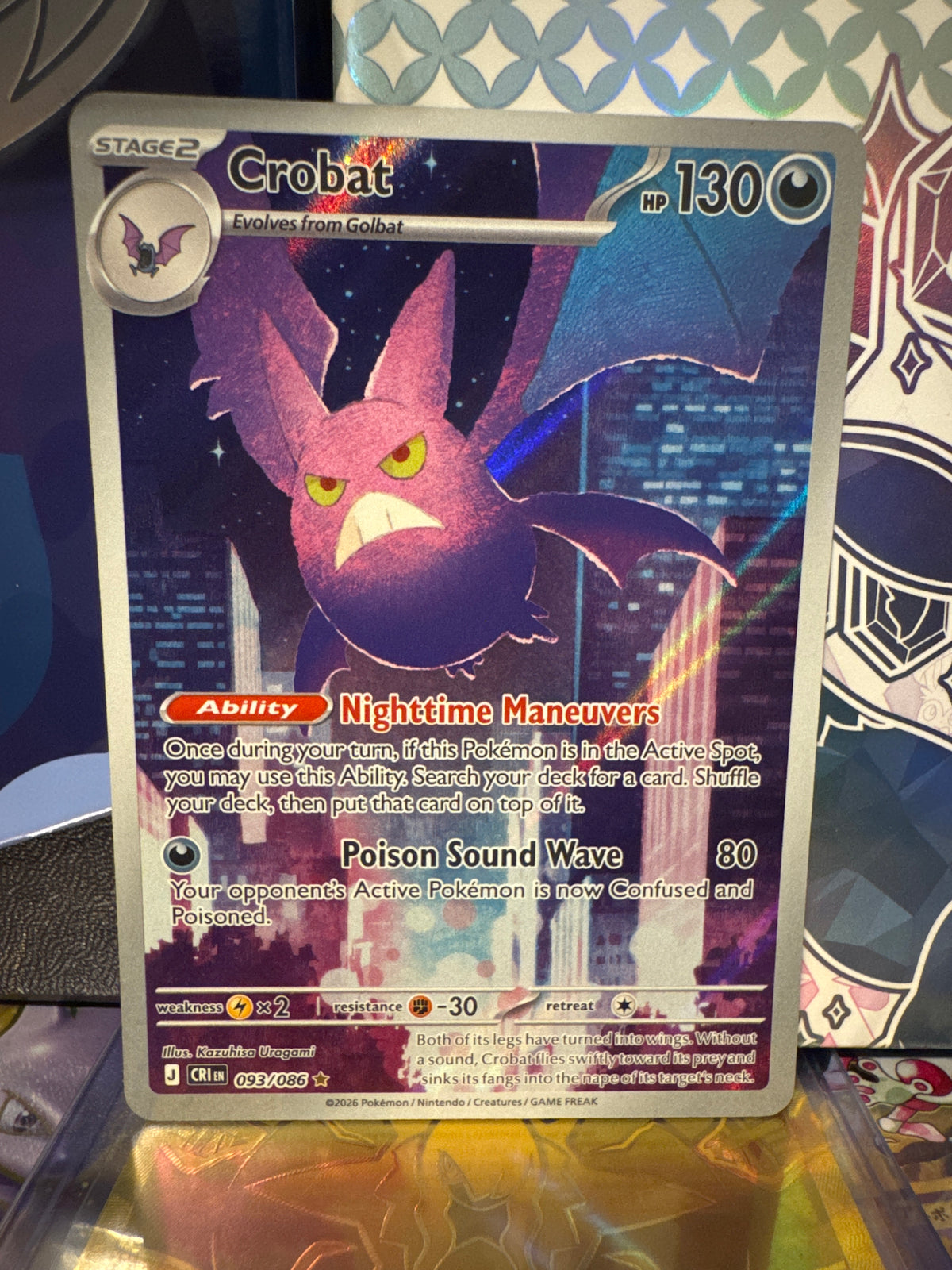 Crobat Holo Illustration Rare ME04: Chaos Rising 093/086 NM