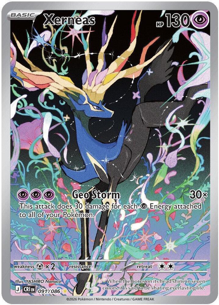 Xerneas Holo Illustration Rare ME04: Chaos Rising 091/086 NM